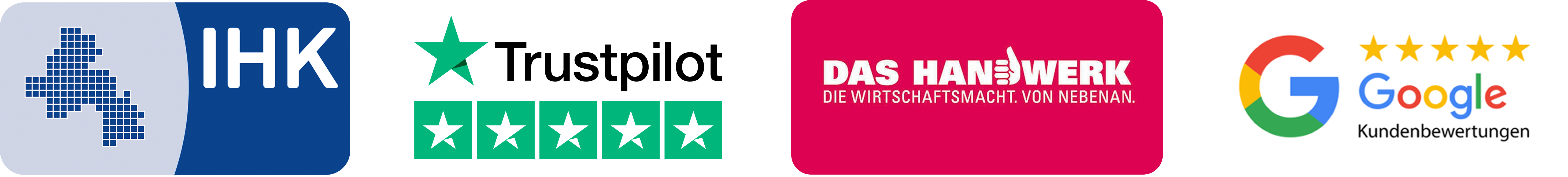 Zertifizierungen: HWK-Meisterbetrieb, VDE-zertifiziert, ISO 9001, e-Marke